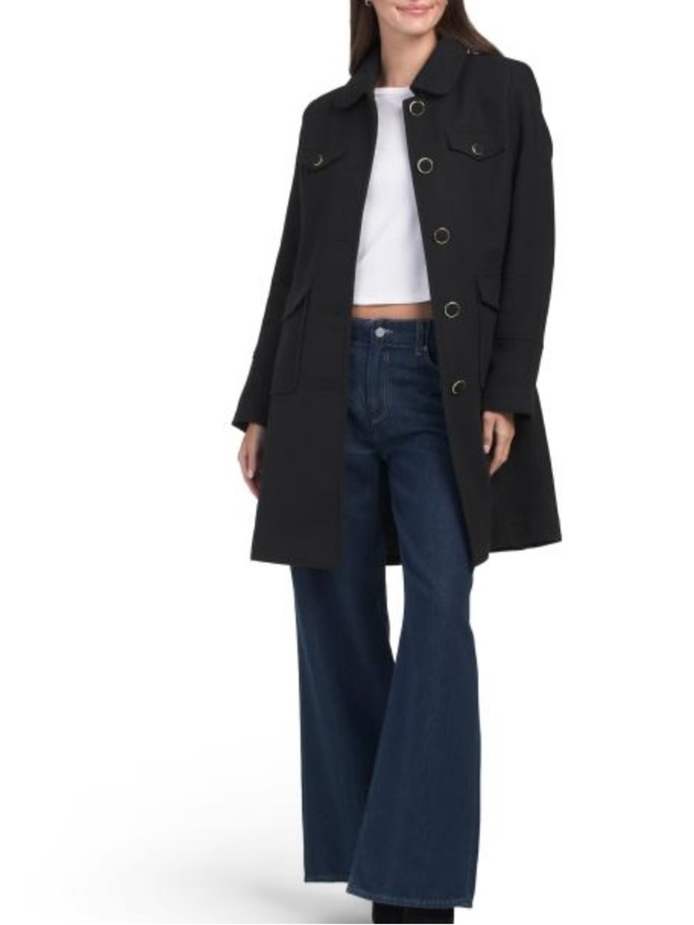 CECE single breasted patch pocket coat